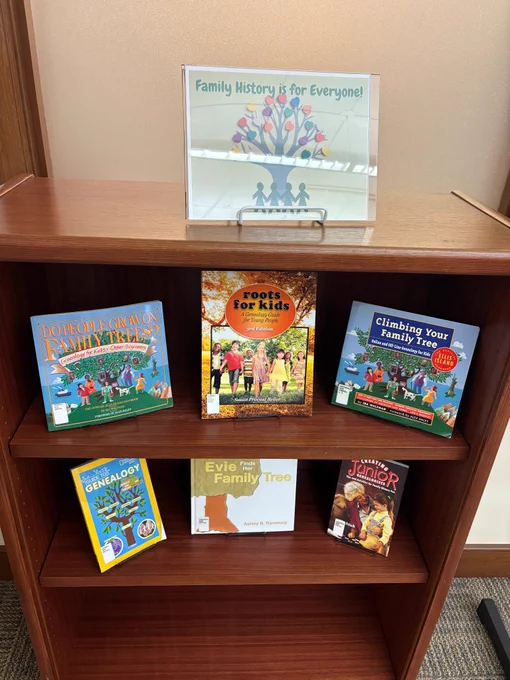 Photo of books on a shelf.