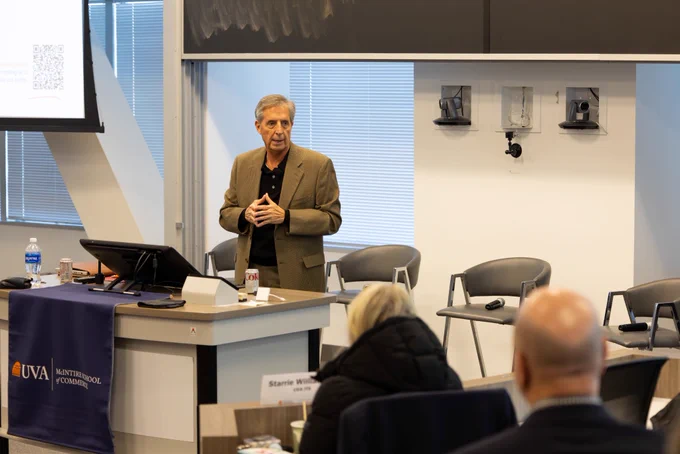 Professor Ryan Nelson speaking to audience
