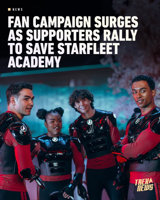 George Hawkins as Darem Reymi, Kerrice Brooks as Sam and Sandro Rosta as Caleb in Starfleet Academy