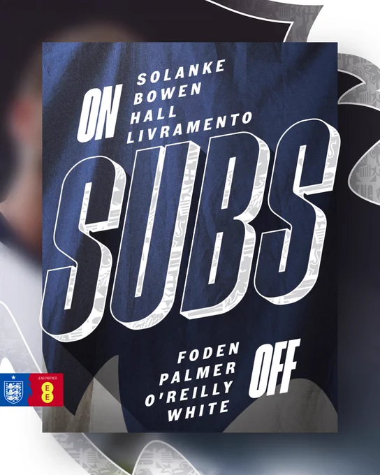 On: Solanke, Bowen, Hall, Livramento
Off: Foden, Palmer, O'Reilly, White