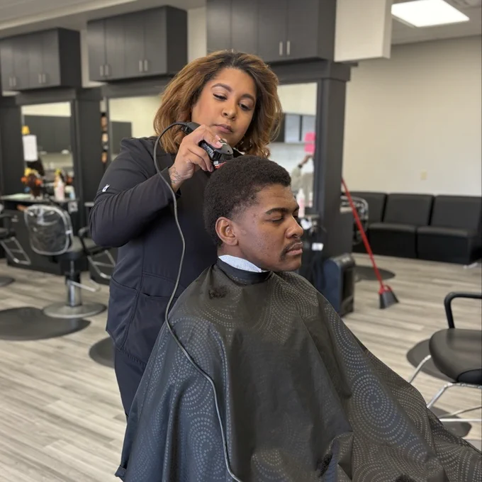 man getting haircut