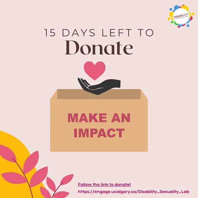 "15 days left to donate" post, featuring a hand with a hovering heart graphic over a box with the words "make an impact"