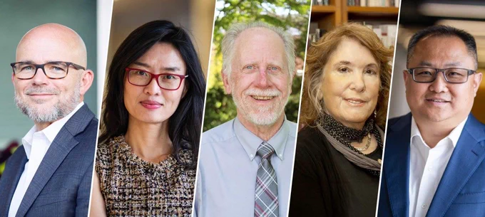 Photo of the five AAAS named faculty members for the 2025 class. 