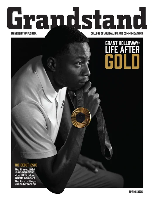 Grant Holloway on the cover of Grandstand Magazine.