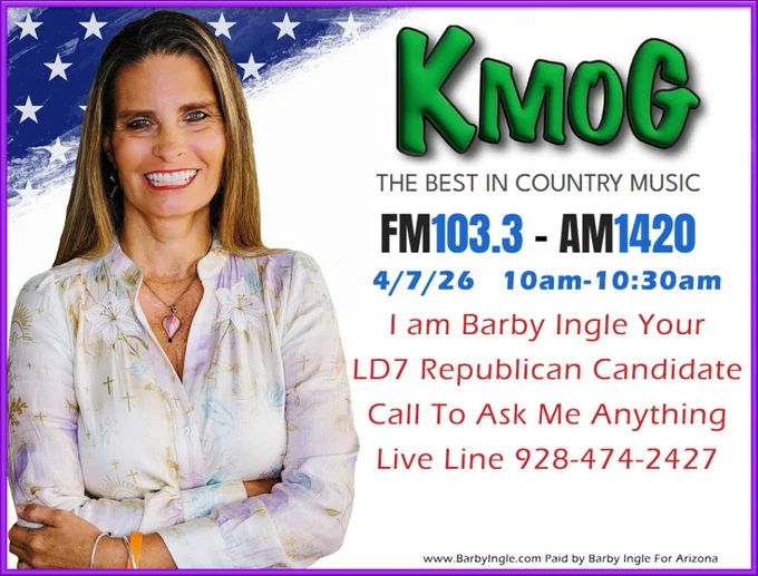 I'll be live on KMOG 103.3 FM / 1420 AM — The Best in Country Music — this Tuesday, April 7th from 10:00 AM to 10:30 AM.Come join the conversation! I’m Barby Ingle, your LD7 Republican Candidate, and I’m ready to answer your questions on the air.