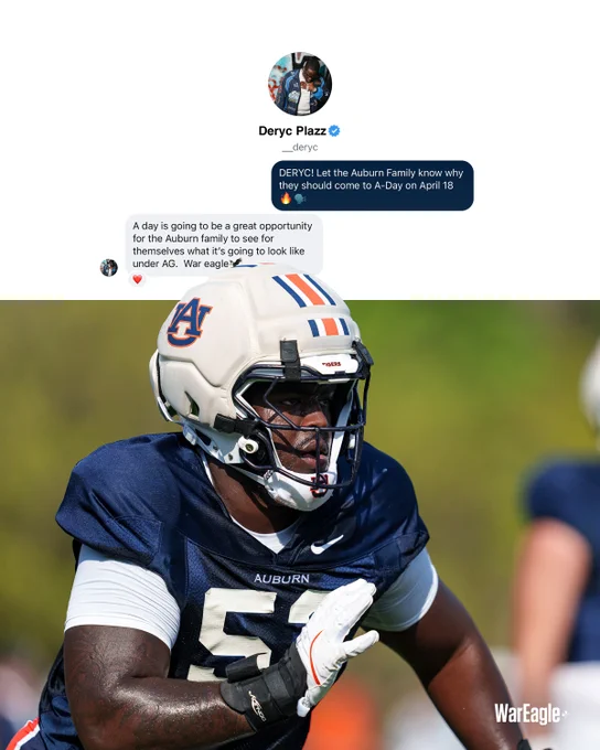 Graphic of Deryc Plazz encouraging fans to come to A-Day on April 18! 