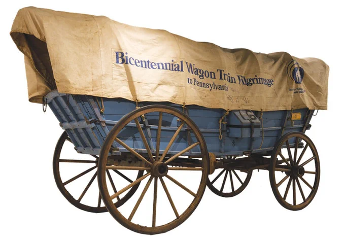 The Bicentennial Wagon Train Pilgrimage to Pennsylvania was the single largest celebration of the Bicentennial year. Its journey ended July 4, 1976, in Valley Forge, where a large crowd, including President Gerald Ford, gathered to greet the train and celebrate 200 years of American independence.

The horse-drawn Bicentennial Wagon Train paraded through hundreds of small towns and cities, collecting signatures on Pledges of Rededication, scrolls that proclaimed the signers’ commitment to the values laid out in the Declaration of Independence.