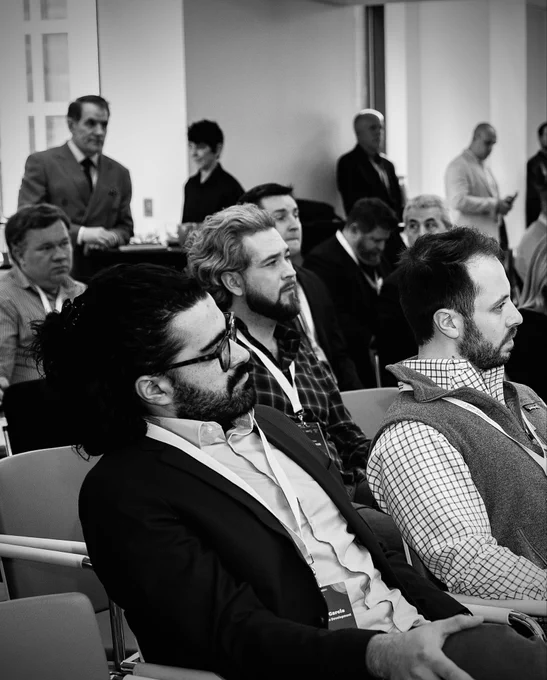 Scott Prisco, CEO of Priscotty, speaking during a discussion at the Drones & Robotics AI Summit in New York City, organized by GENIUS NY, FF Venture Capital, and Arkenstone Capital, and hosted at Pillsbury Winthrop Shaw Pittman LLP.