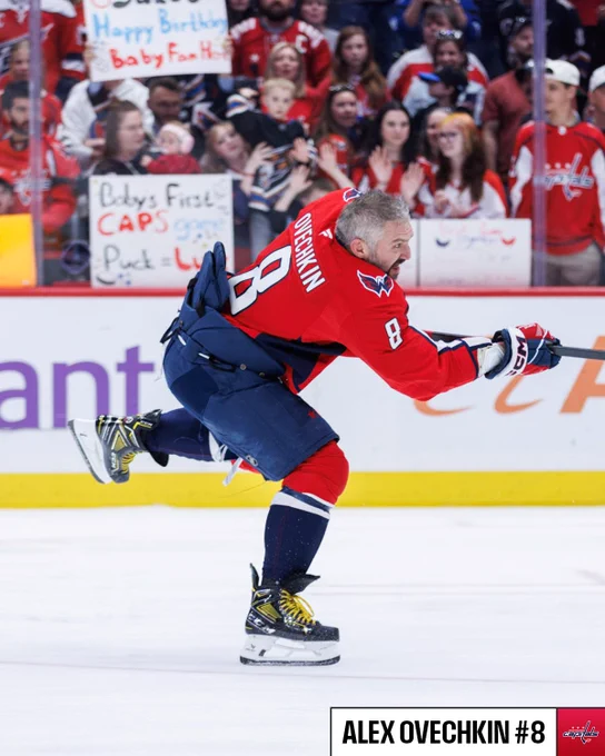 Alex Ovechkin on ice for warmups in a Capitals uniform