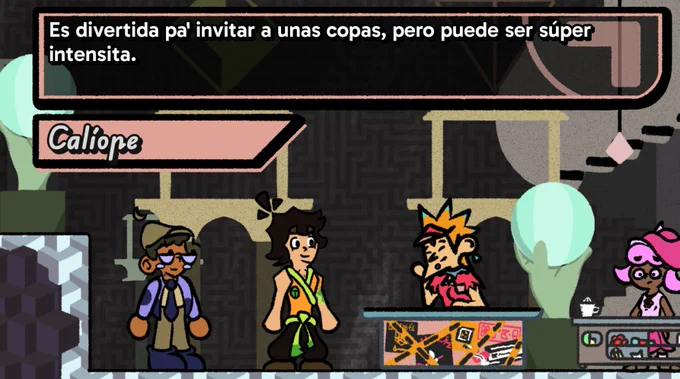Personaje diciendo "Es divertida pa' invitar a unas copas, pero puede ser súper intensita"