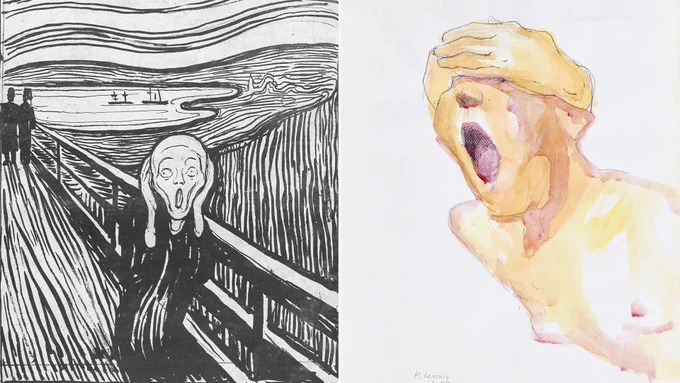 shout it out loud | Edvard Munch, Hamburger Kunsthalle, Foto: Christoph Irrgang | Maria Lassnig Stiftung / VG Bild-Kunst, Bonn 2026, Foto: Roland Kraus