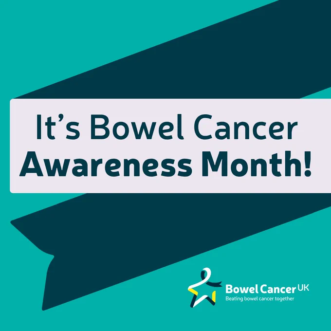 An infographic titled "it's Bowel Cancer Awareness Month!" featuring our star of hope logo.