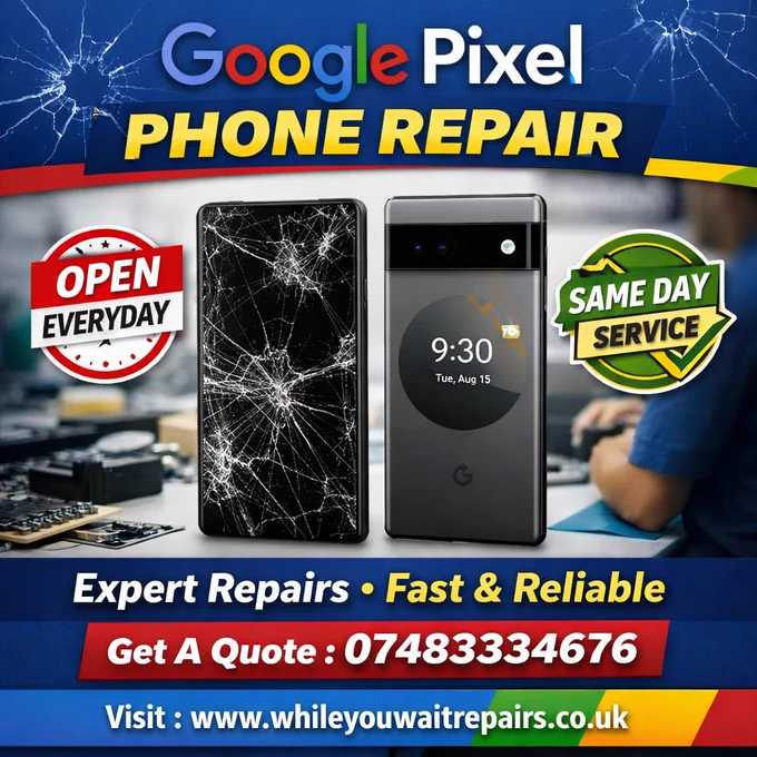 🚨 Cracked your Google Pixel screen or facing issues? We’ve got you covered!

At While You Wait Repairs, we specialise in Google Pixel phone repairs with quick turnaround and expert care.

✅ Same Day Service
✅ Open Everyday
✅ Genuine Parts
✅ Experienced Technicians

📱 From screen replacements to battery and software issues — we fix it all while you wait.

📞 Get A Quote: 07483334676

📍 Serving customers across London – quick, professional, and hassle-free repairs.