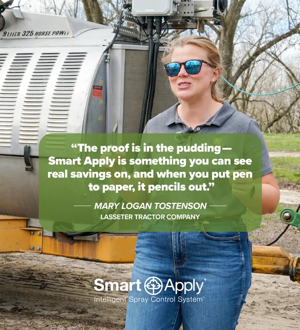 💬 Real savings you can see and measure.

When the numbers back it up, it is hard to ignore. Dealers like Lasseter Tractor Company are seeing the impact of Smart Apply® in the field and on paper. Precision spraying helps reduce input use, improve efficiency, and deliver results that speak for themselves. Thank you to Mary Logan Tostenson for sharing your experience and for supporting growers across Georgia and beyond.  

#AgriTech #HighValueCrops #JohnDeere #PrecisionAg #Agriculture #SmartApply #PrecisionSpraying