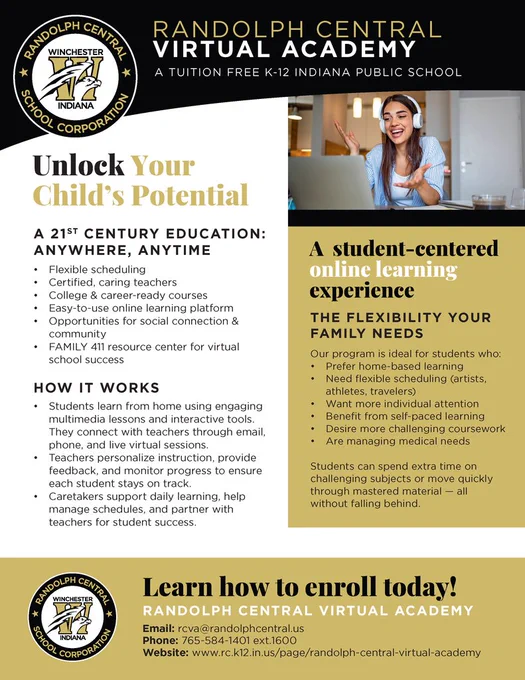 Randolph Central Virtual Academy One Page Flyer