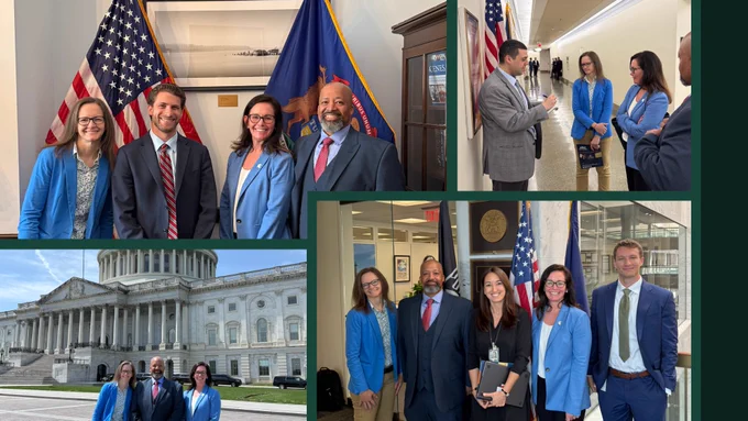 Pictured are MSU College of Veterinary Medicine Dean Kim Dodd, Associate Dean for Student Engagement and Success Stephen Carey, and Associate Professor Ashley Vanderbroek during meetings in Washington, D.C. with members of Michigan’s congressional delegation.