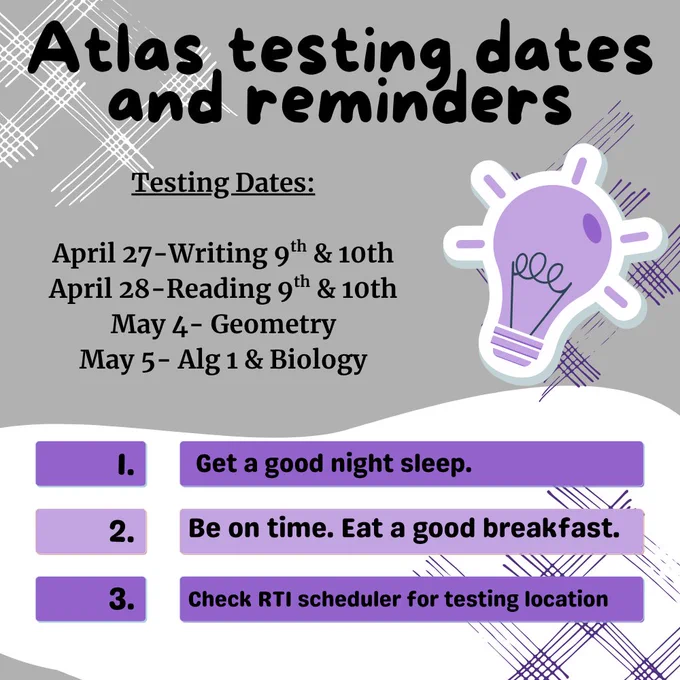 Atlas Exam Reminders