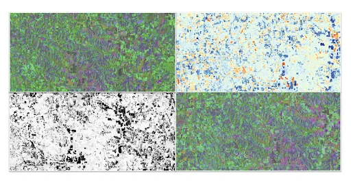 Four satellite images  show different embeddings.