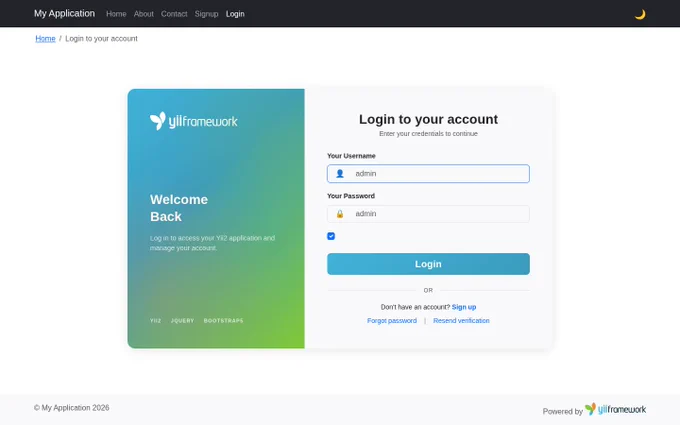 Yii2 App Basic Template.