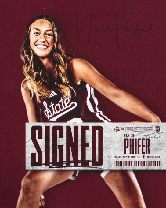 SIGNED — Macie Phifer, Guard, New Albany, MS, Middle Tennessee.