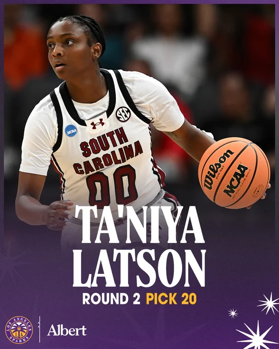 Ta'Niya Latson Round 2, Pick 20 for the Sparks. 