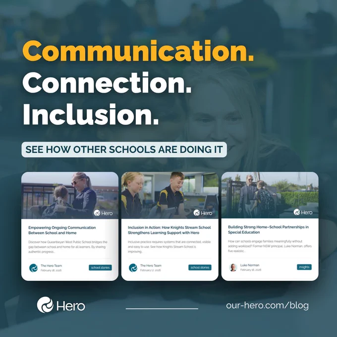 Communication. Connection. Inclusion. See how other schools are doing it. A trio of school case studies from the Hero blog. Visit our-hero.com/blog
