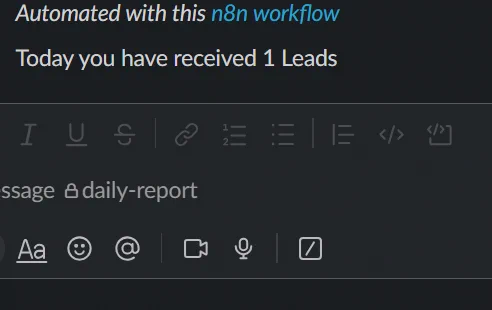 Slack notification of receiving leads.
