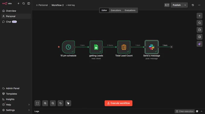 New workflow  for lead notification using schedule trigger .