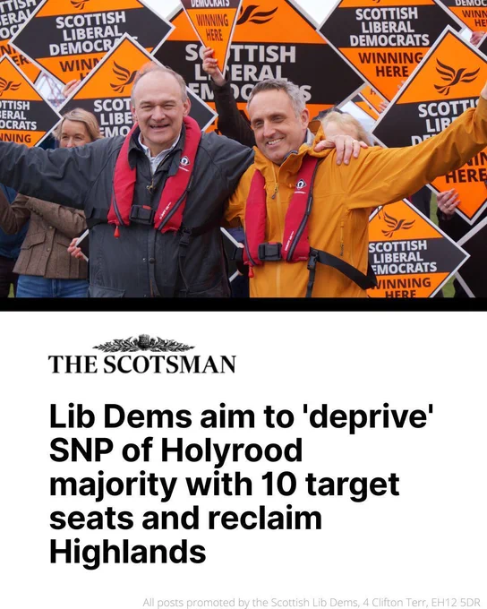 Lib Dems aim to 'deprive' SNP of Holyrood majority with 10 target seats and reclaim Highlands