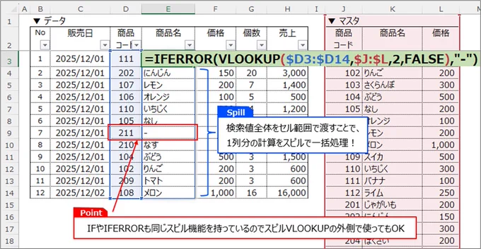 =IFERROR(VLOOKUP($D3:$D14,$J:$L,2,FALSE),"-")