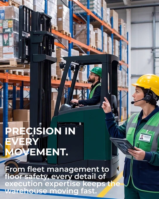 Precision in every movement. From fleet management to floor safety, every detail of execution expertise keeps the warehouse moving fast.