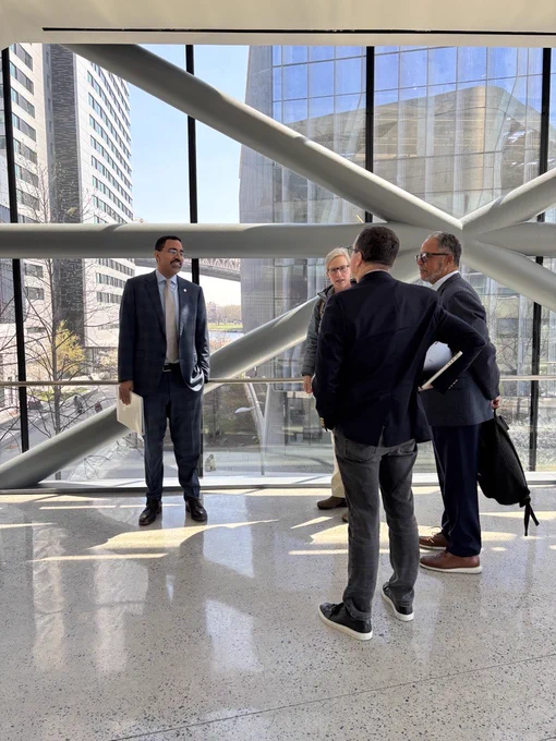 Chancellor King and Cornell Tech leadership touring Cornell Tech.