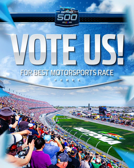 A graphic that reads "Vote us for Best Motorsports Race"