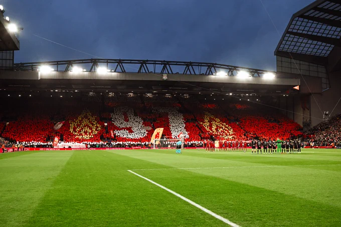 Photography of the mosaic on the Kop to pay respect to those who lost their lives during the Hillsborough disaster.
