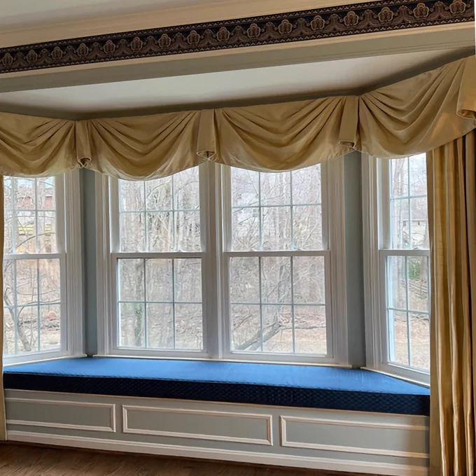 Refined Structure: Drapery and Valances Working in Harmony

In a thoughtfully designed space, window treatments do more than complete a room—they establish structure, control light, and reinforce the overall design intent.

This project demonstrates how custom Pinch Pleated Drapery and tailored King Windsor Valances can work together to create a cohesive, fully resolved environment. Each element is fabricated to complement the architecture, ensuring consistency across multiple window conditions while maintaining a refined, balanced aesthetic.

Designer: Lena Archuleta, Ethan Allen, Elkridge, MD