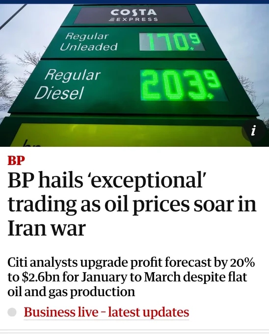 BP hails exceptional trading as oil prices soar in Iran war.