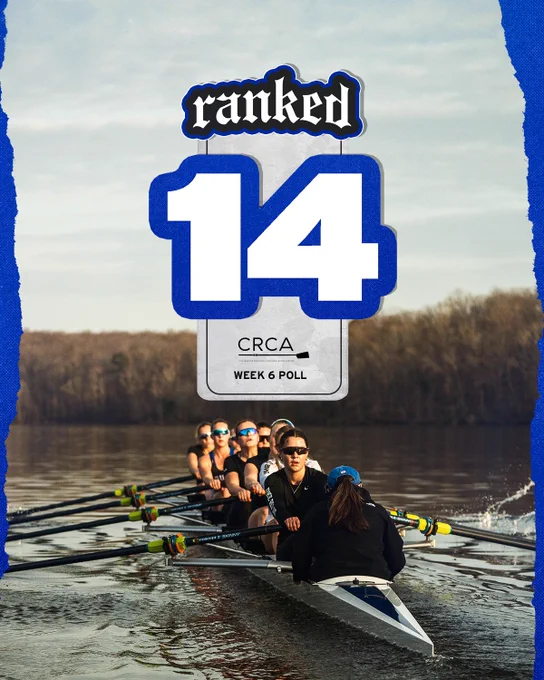 Graphic featuring the Week 6 ranking for the Duke Rowing team. Ranked number 14. 