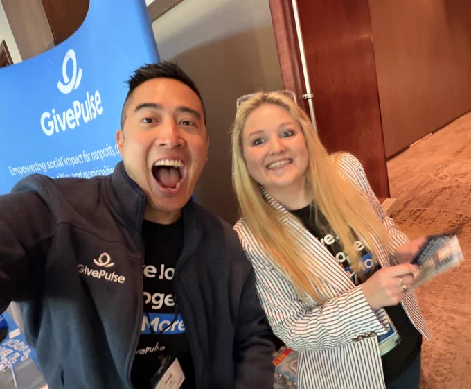 Selfie of George and Megan at United Way SERC 