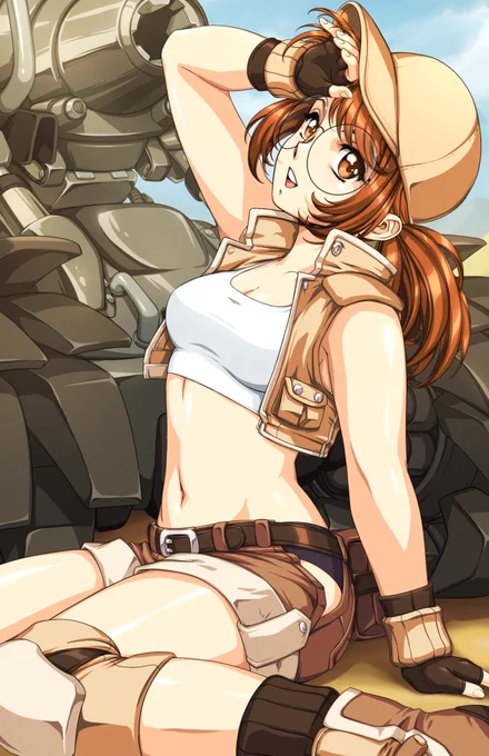 An illustration of Fio Germi from Metal Slug 2.