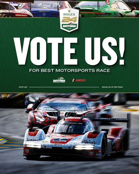 A graphic that reads "Vote us for Best Motorsports Race"