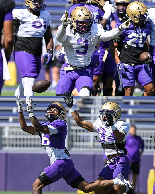 Gannon Weathersby (top) reacts to a defensive stop and Arrion Concepcion (bottom) goes to catch a pass during Tuesday's scrimmage.