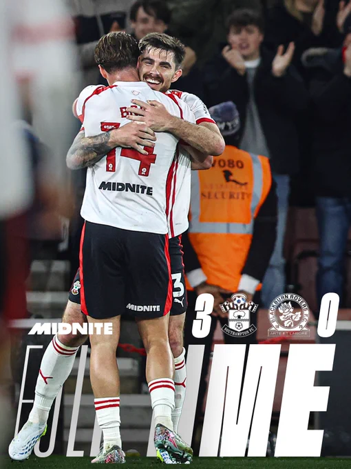 Full time. Southampton 3, Blackburn 0.