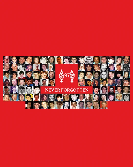Graphic of the 97 people who lost their lives at the Hillsborough tragedy 37 years ago today.