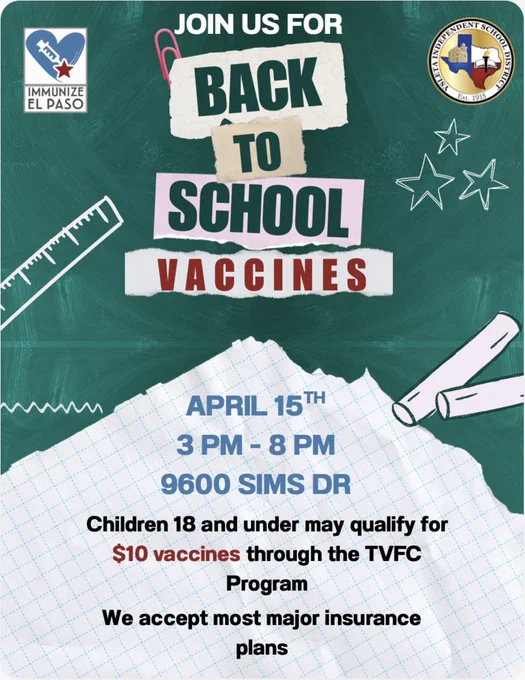 back to school vaccines flyer