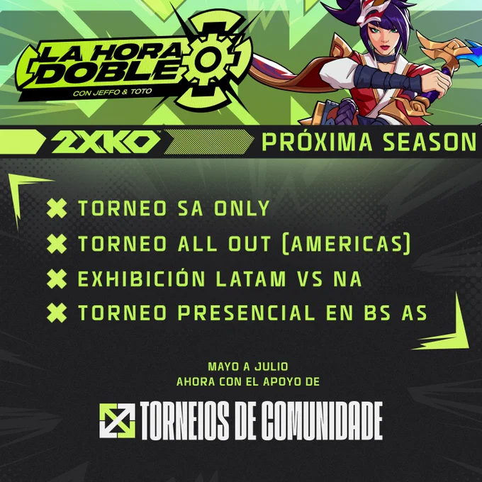 Teaser de actividades competitivas para la próxima temporada de La Hora Doble en 2XKO