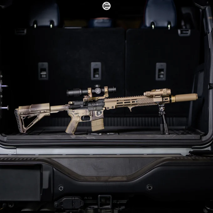 RailScales Karve-P Polymer M-LOK Hand Stop, G10 XOS & XOS-H M-LOK Scales (Honeycomb, TerraCore, 3-Slot & 4-Slot), CSMR Mag Button | 14.5" URG-I, Geissele Mk16 URG-I MLOK Rail (DDC), Daniel Defense 14.5" 5.56 Barrel, Surefire RC4 5.56 Mini w/ SOCOM 5.56 4-Prong Flash Hider, L3Harris NGAL Laser, Insight Tech WMX200 Light w/ Rotating Body, B&T Industries Atlas Bipod, Leupold Optics Mk6 1-6x Scope & Deltapoint Pro MRDS w/ Badger Ordnance C1 Mount (PN 170-340), Geissele URG-I ACH (DDC), Bootleg Inc Adjustable BCG, Colt Firearms M4 Carbine Lower, Magpul MOE Grip, CTR Stock, and 20rd Gen 1 PMAG.