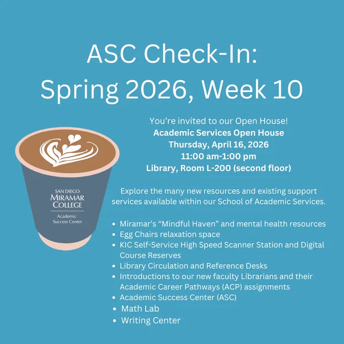 On a plain teal background, there is a headline centered at the top in white text. Underneath the heading on the left is clipart of a latte in a disposable blue cup. You can see latte art of a heart on the surface of the latte. The ASC's logo is on the side of the cup. To the right of the cup is smaller white text.