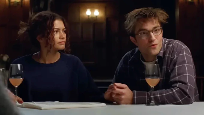 Zendaya as Emma and Robert Parkinson as Charlie play the beleaguered bride and groom as outrage over revelations about her teenage years threaten to derail their wedding in Kristoffer Borgli's The Drama.