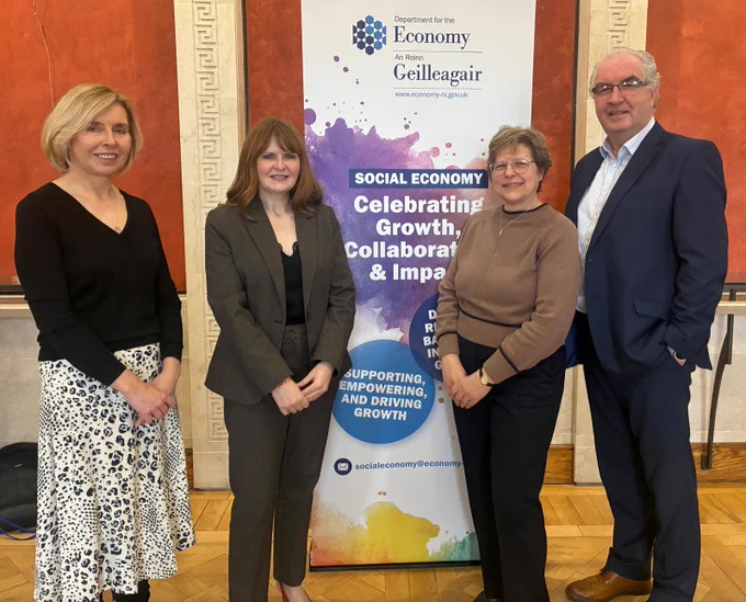 Karen Maguire, Employee Ownership Ireland, Minister Dr Caoimhe Archibald, Tiziana O’Hara, Cooperative Alternatives, Colin Jess, Social Enterprise NI