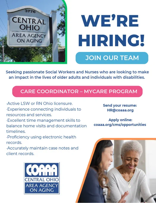 Case management jobs for licensed social workers and registered nurses in Central Ohio.